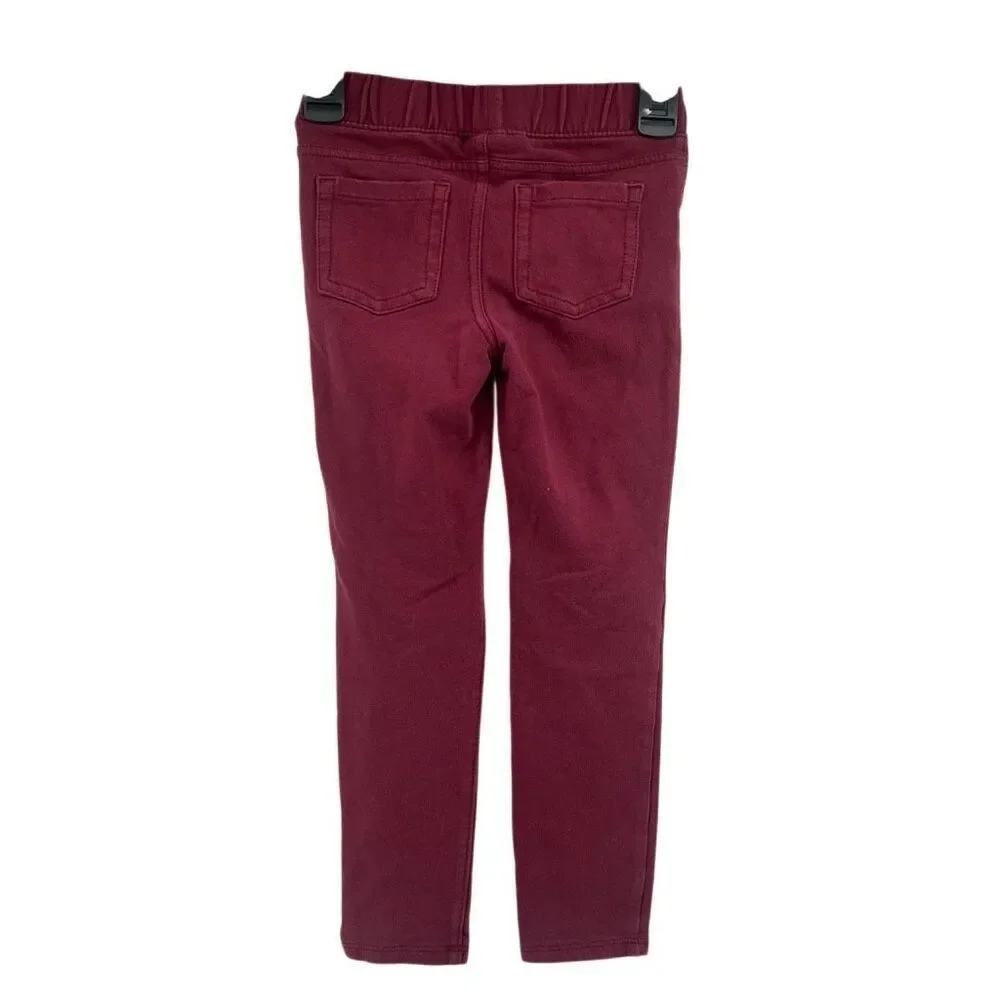 Cat & Jack Girls Burgundy Pull On Jegging Leggings Size 5T Stretch Faux Pockets